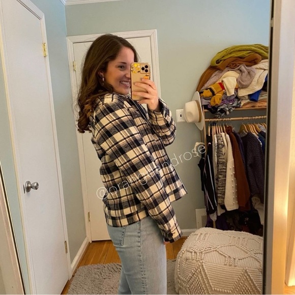 Jenni Kayne Blue Plaid Puffer Quilted Soft Silk Lined Zip Up Bomber Jacket M - Picture 3 of 5